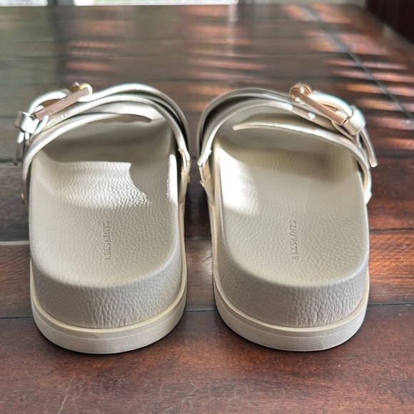 All Saints Gently Loved Elegant Cream Slide Sandals - Picture 7 of 8